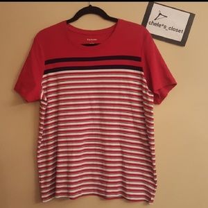 🌹4 for $20 Kim Rogers red & black stripped shirt